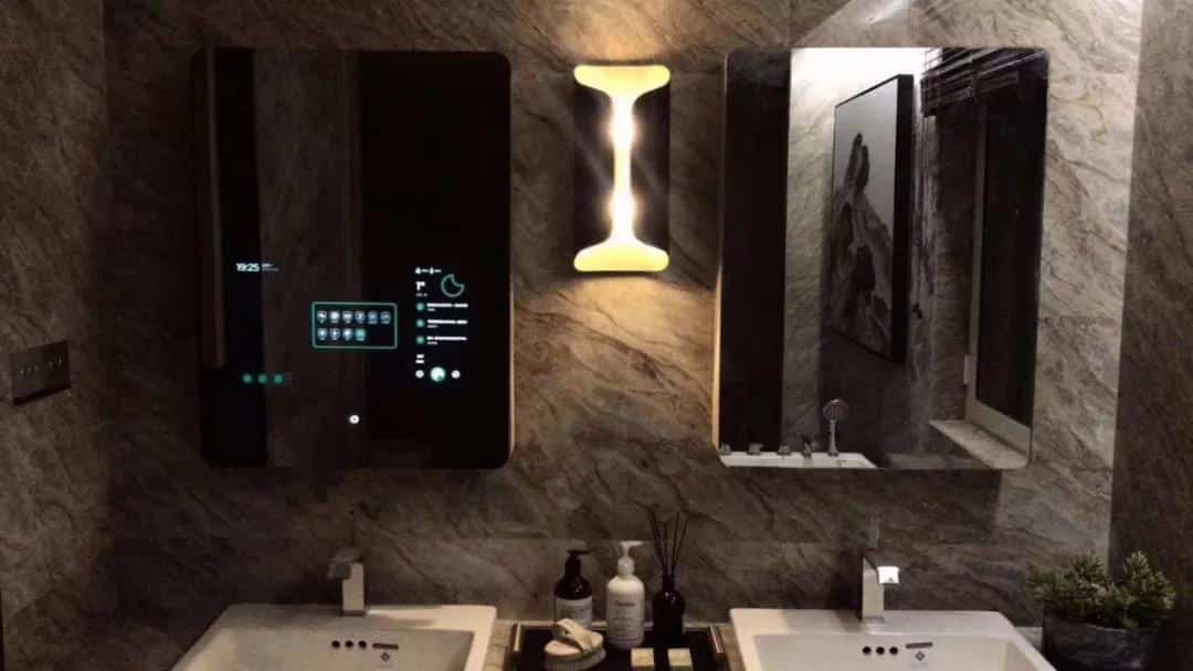 MIRROH smart touch mirror installed in a modern bathroom