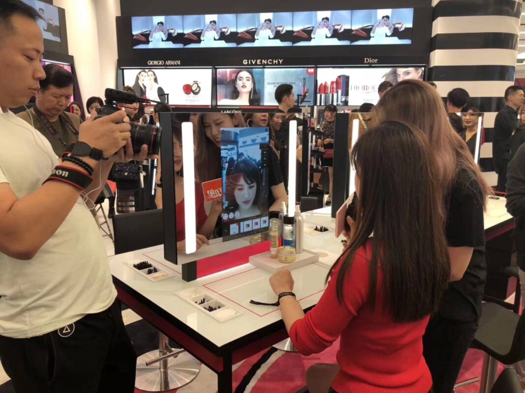 MIRROH custom dual-sided smart mirror deployed at Sephora